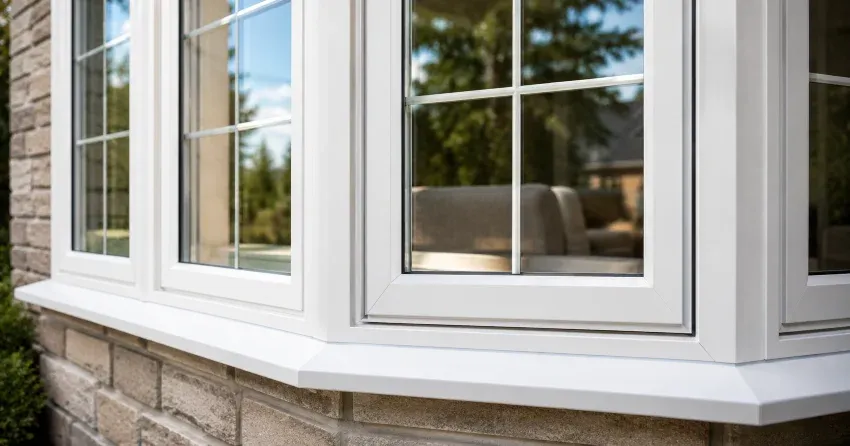 bay window alcove seating area in a living room in Bronte, Oakville