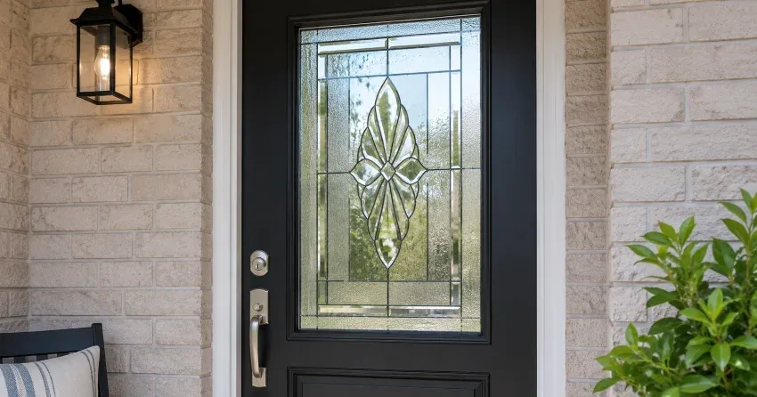 technician replacing a cracked decorative glass panel in Oakville