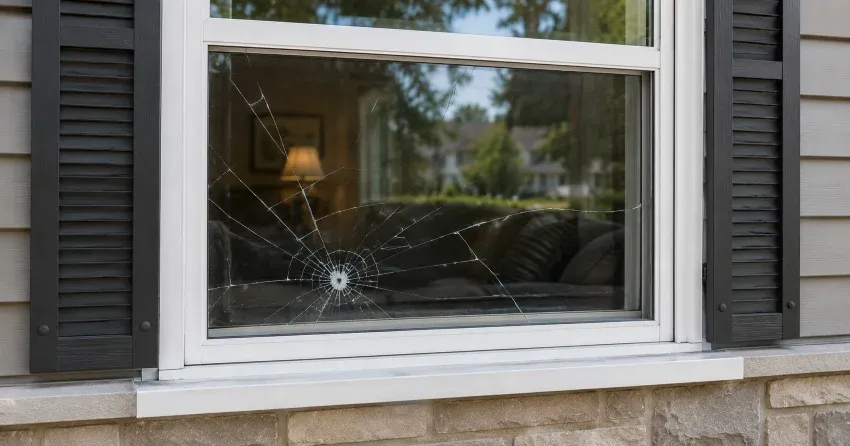 technician measuring window opening for emergency glass replacement Ford Drive, Oakville