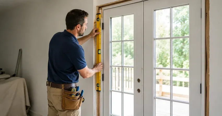 newly installed French doors with divided glass panes in Cornwall District, Oakville