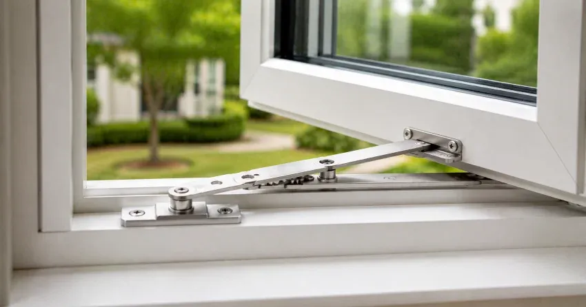 technician replacing casement window hinge in Oakville