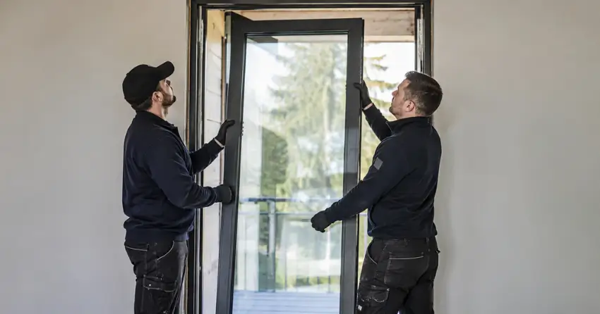 new glass panel being fitted into door frame in Eastlake, Oakville
