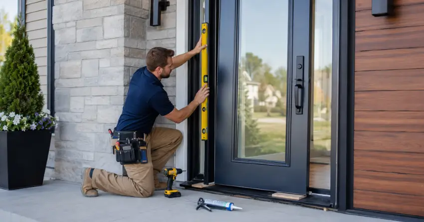 glass outside door installation with energy-efficient double-pane glazing in Oakville