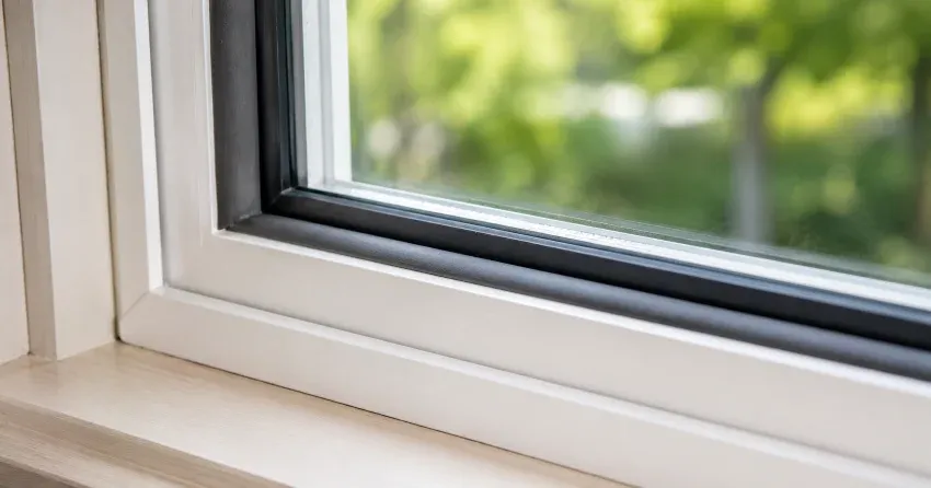 technician inspecting window weatherstripping for drafty window repair Oakville