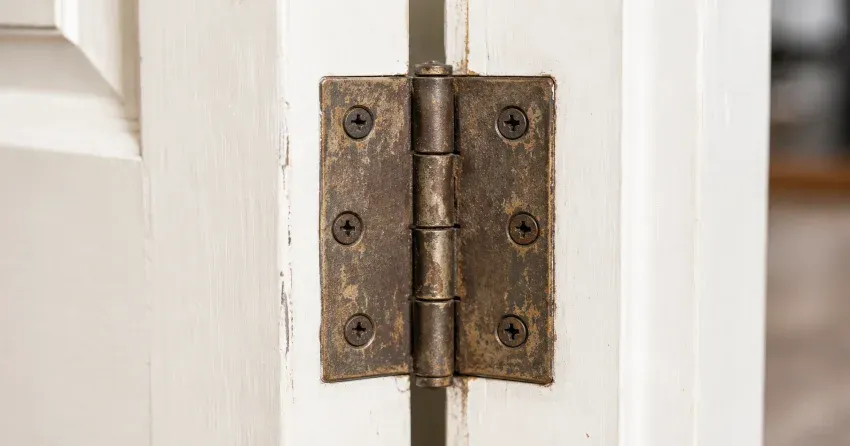 technician adjusting a sagging door hinge in Eastlake, Oakville