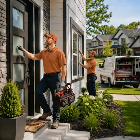 Locally dispatched crews working on doors, windows and glass throughout the region