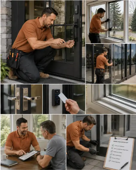 A technician sealing the perimeter of a newly installed window